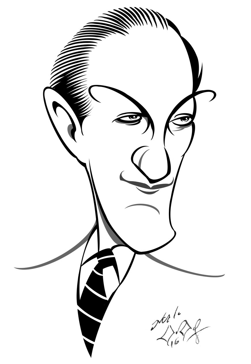 George Gershwin, compositor, letrista y pianista estadounidense, caricatura de Neale Osborne