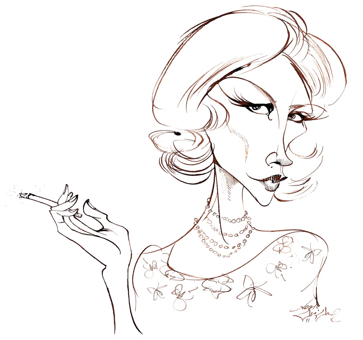 January Jones - caricatura de la actriz estadounidense, nacida en 1978 de Neale Osborne