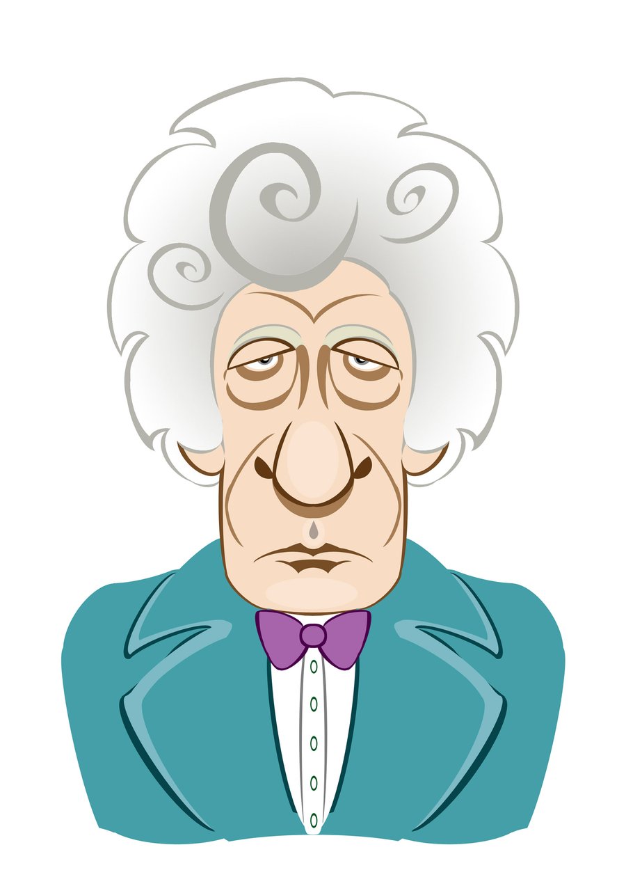 Jon Pertwee como Doctor Who (caricatura) de Neale Osborne