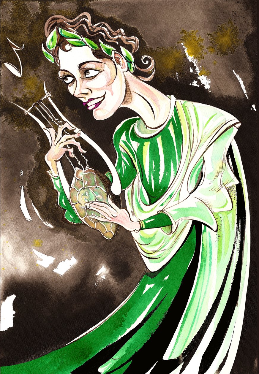 Kathleen Ferrier - caricatura en color como Orfeo de la ópera de 1762 Orfeo ed Euridice de Christoph Gluck (compositor alemán, 1714-1787) de Neale Osborne