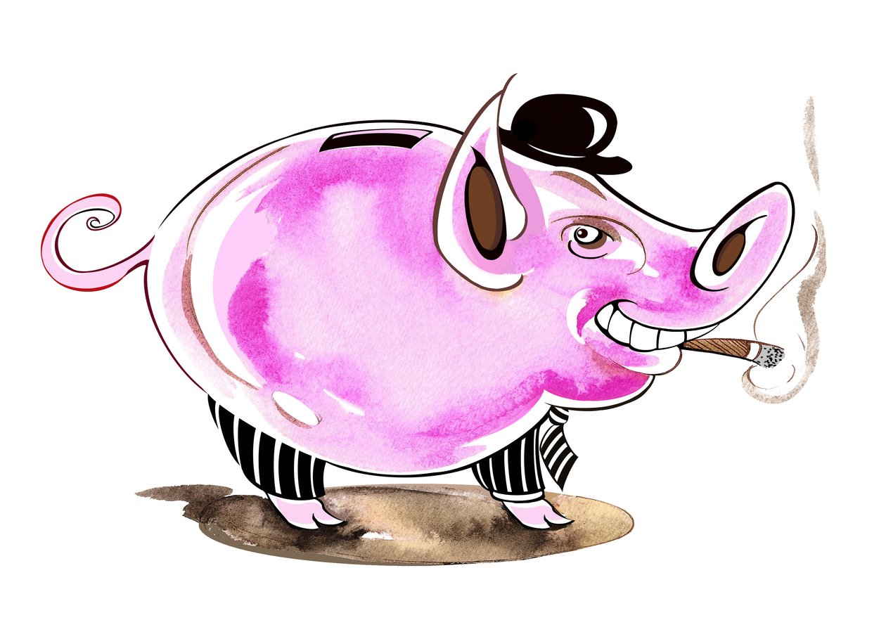 Hucha - ilustración alegórica de la crisis financiera de Neale Osborne