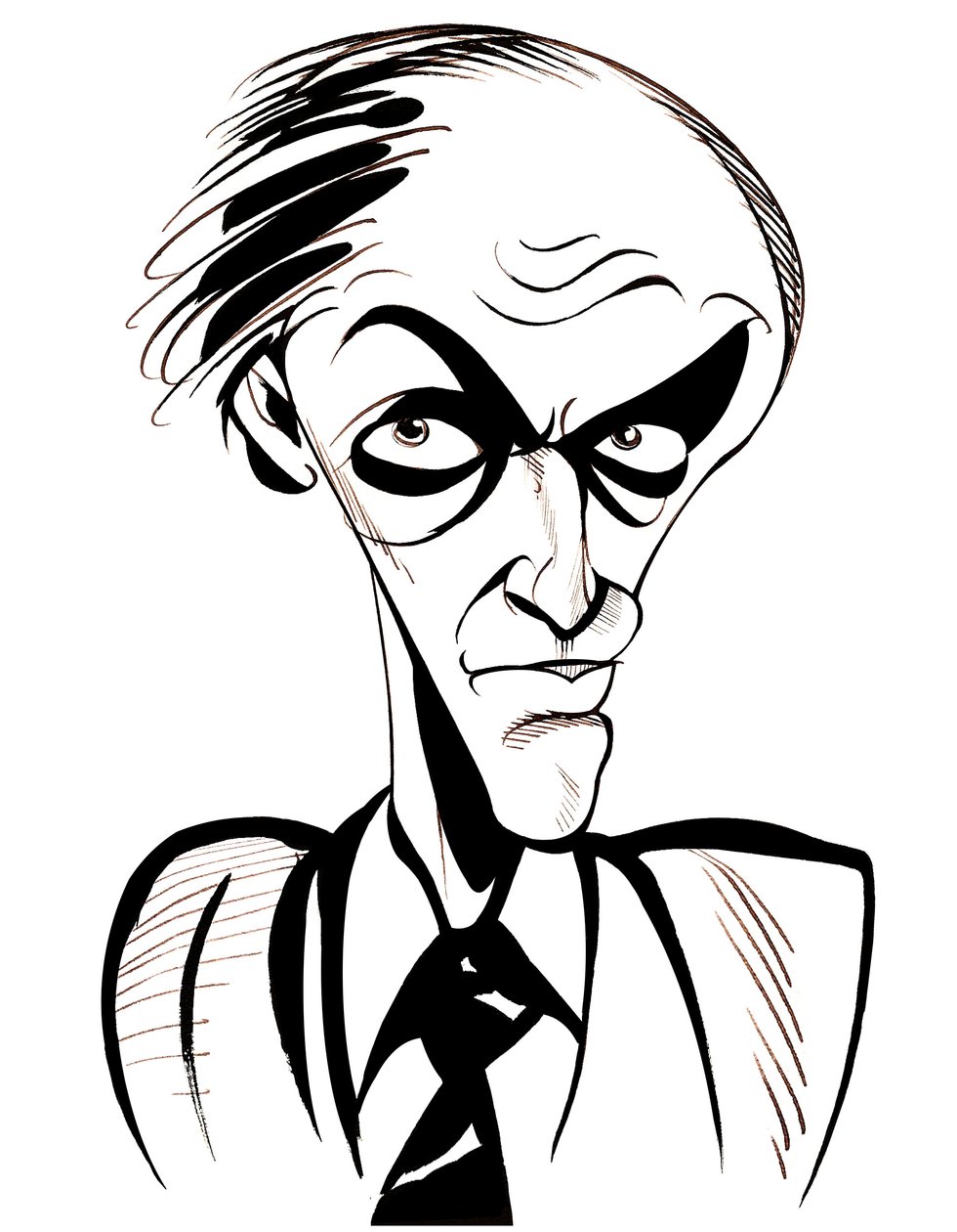 Roald Dahl - caricatura en blanco y negro de Neale Osborne