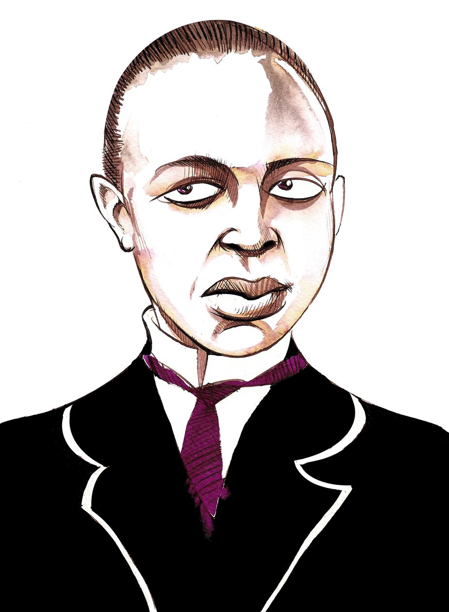Scott Joplin, compositor, pianista y escritor de música ragtime estadounidense, caricatura de Neale Osborne