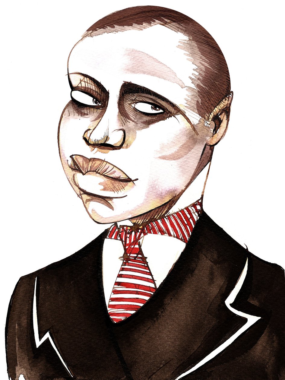 Scott Joplin, compositor, pianista y escritor de música ragtime estadounidense, caricatura de Neale Osborne