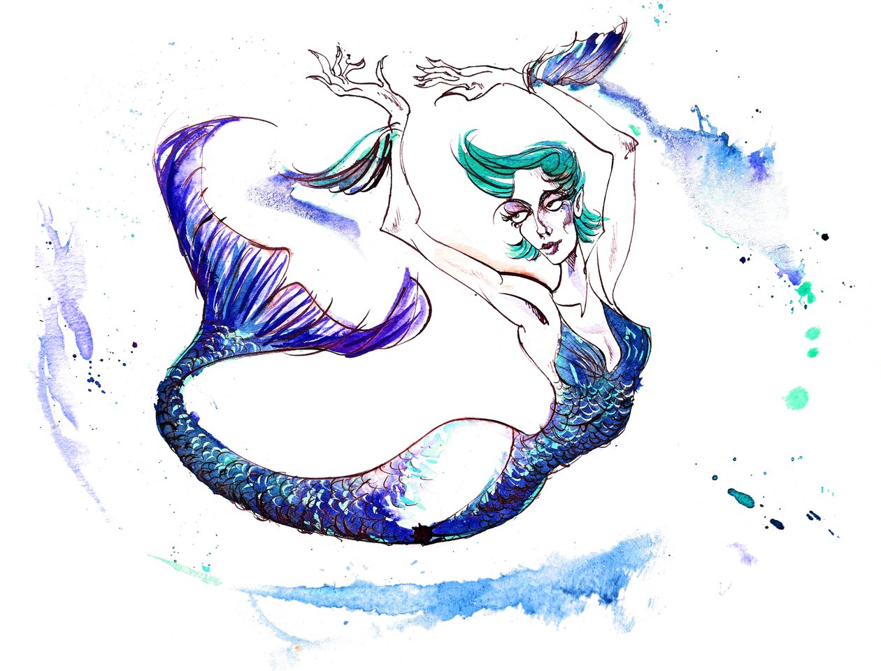 Signos del Zodiaco: Traje de baño de Piscis (de una serie de caricaturas de moda, una para cada signo del zodiaco) de Neale Osborne