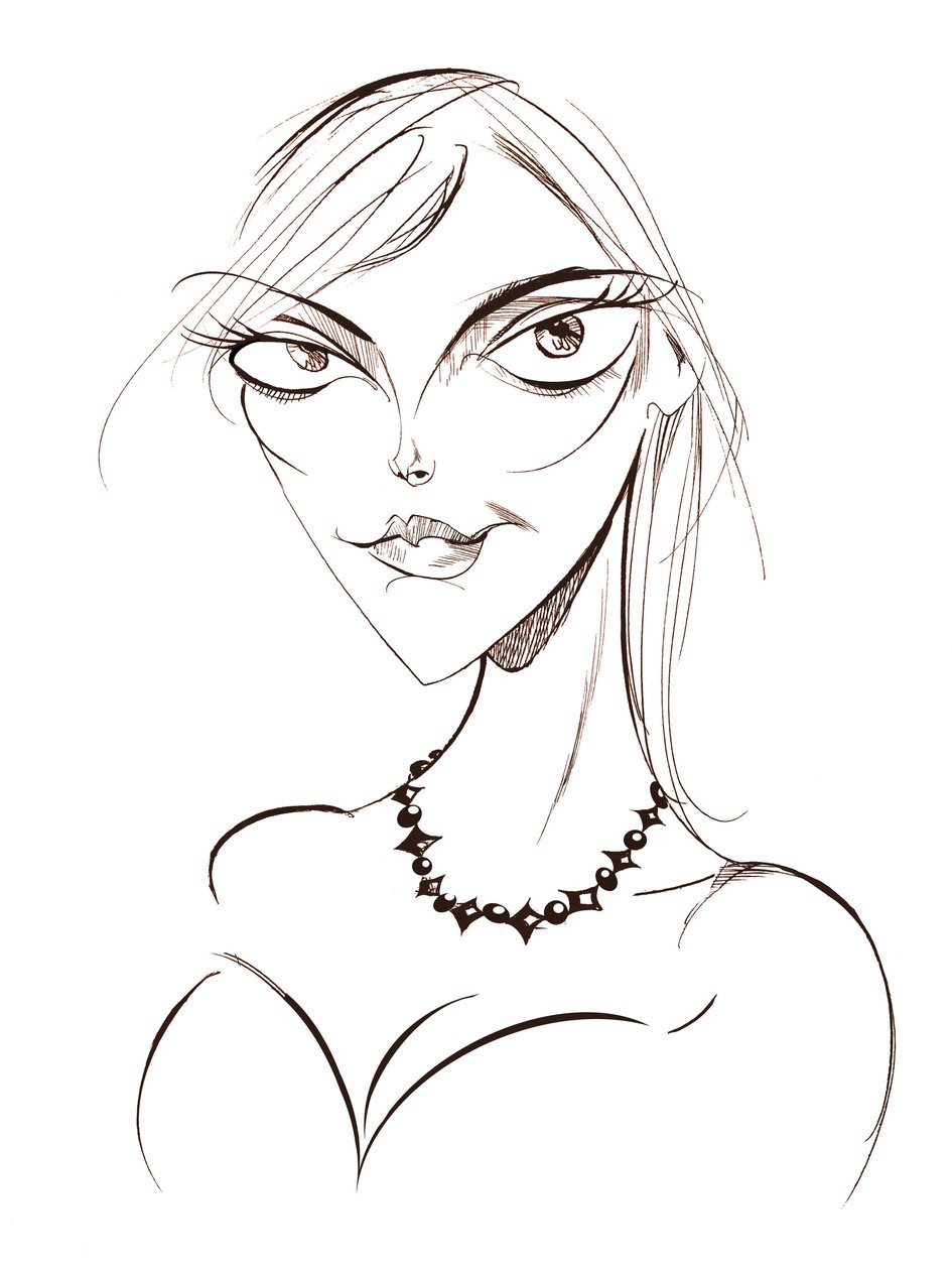 Sophie Dahl, autora y modelo inglesa, caricatura en línea sepia, 2008 por Neale Osborne de Neale Osborne