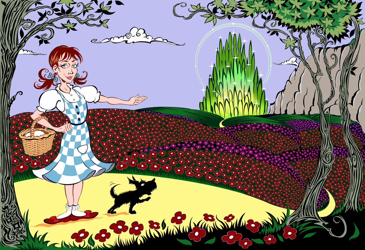 El maravilloso mago de Oz: Dorothy y Toto en el Camino de Ladrillos Amarillos hacia la Ciudad Esmeralda de Neale Osborne