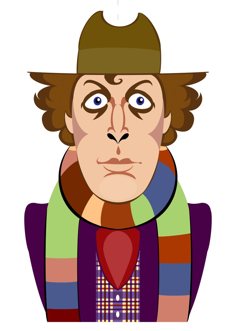 Tom Baker como Doctor Who (caricatura) de Neale Osborne