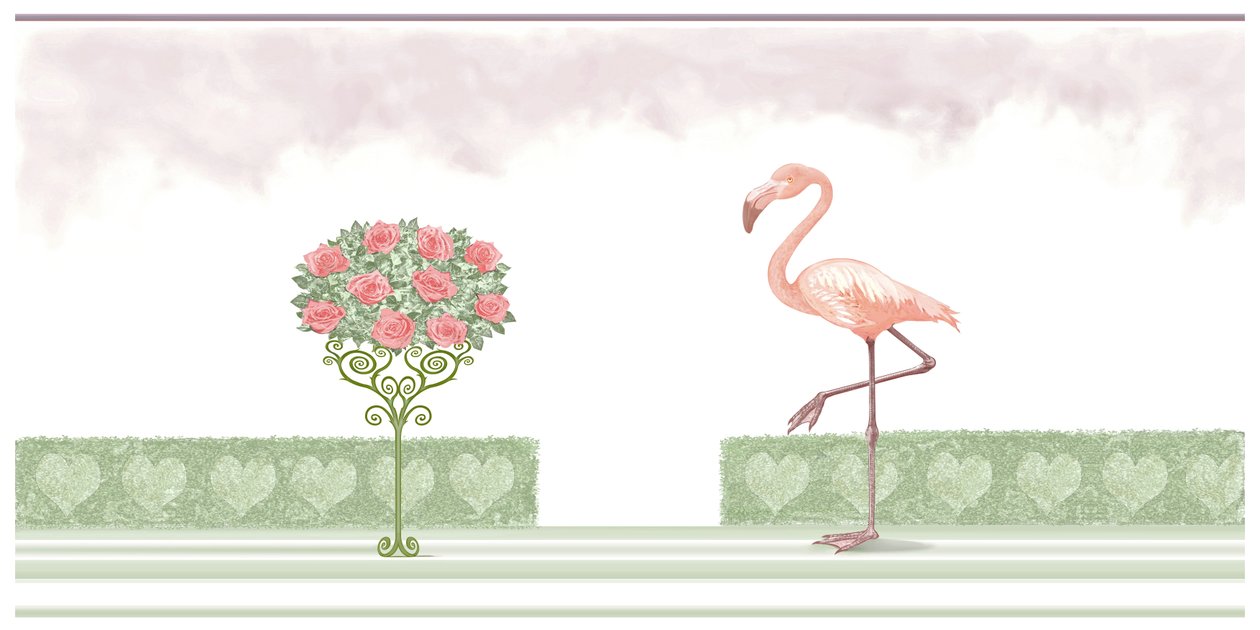 Famingo y rosal, 2021 (digital) de Neale Osborne