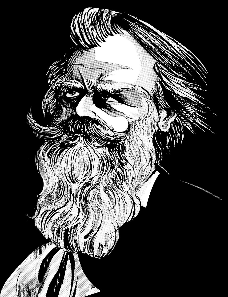 Johannes Brahms, compositor alemán (1833-97), caricatura en acuarela gris de Neale Osborne