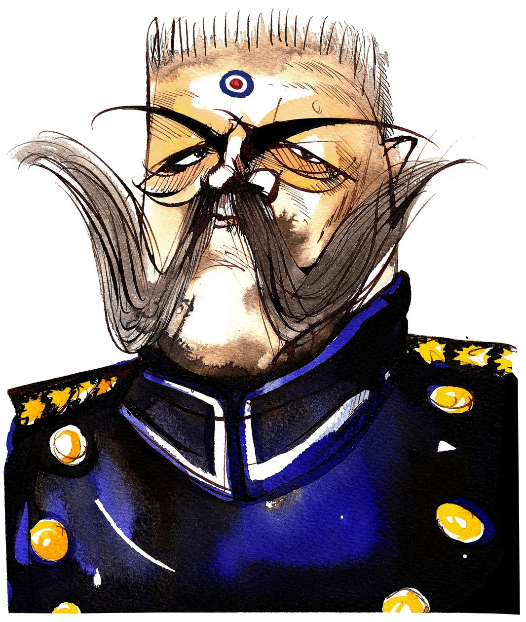 Caricatura en color de Paul von Hindenburg - General y Presidente Alemán nacido en Polonia (1847-1934) de Neale Osborne