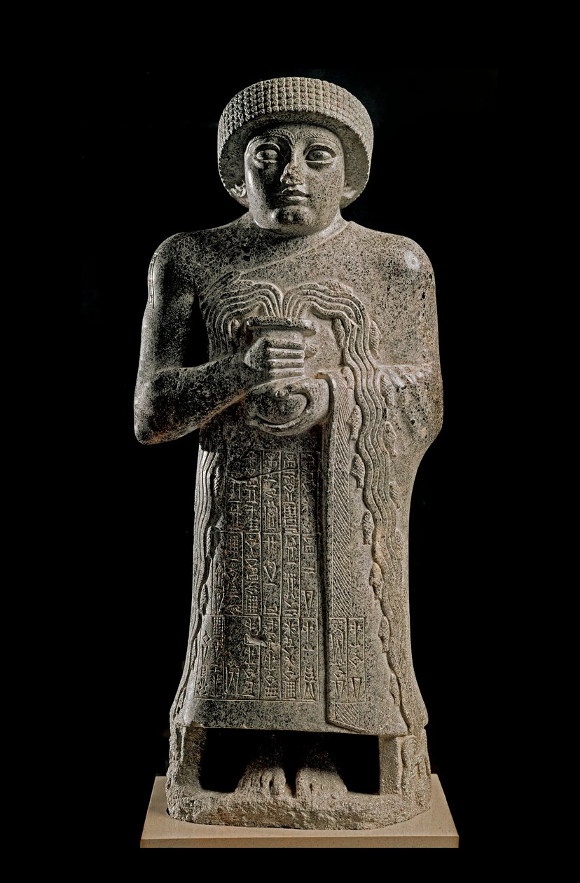 Arte sumerio: Detalle de la estatua de Gudea, Príncipe de Lagash conocido como 