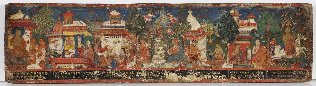 Cubierta de manuscrito budista de Nepalese School