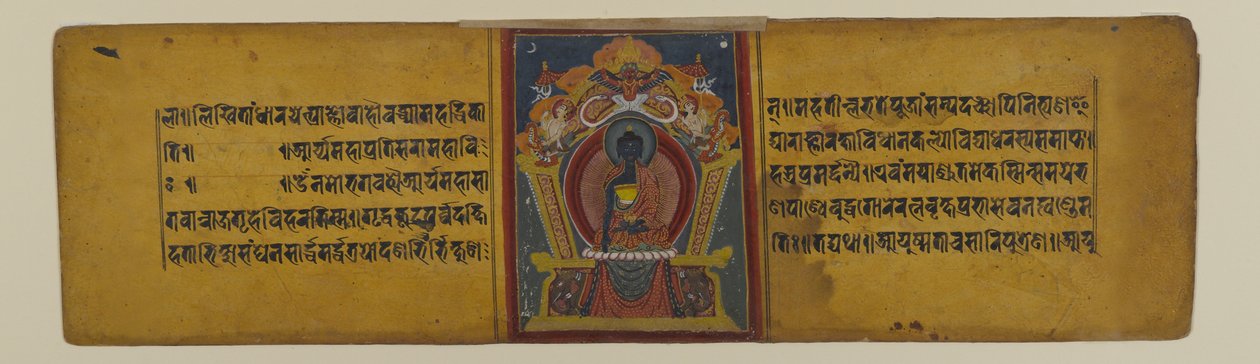 Página de un manuscrito budista con una ilustración de Akshobhya, siglos XVI-XVII de Nepalese School