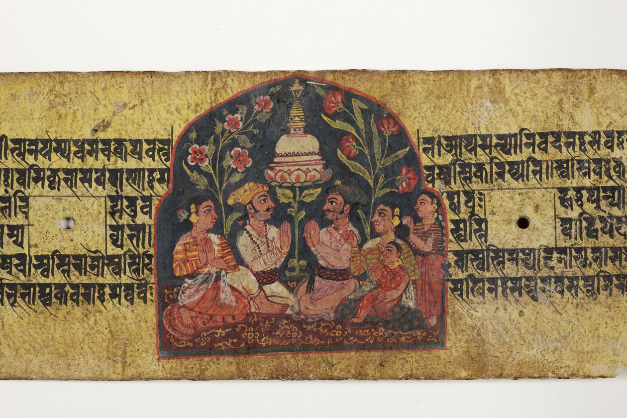 Adoración de una estupa de Nepalese School