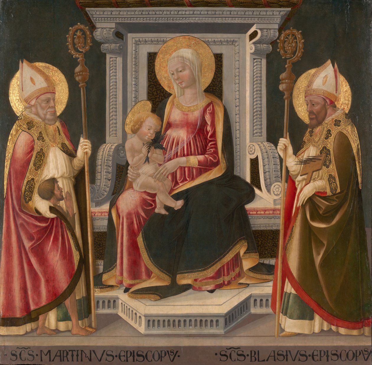 La Virgen y el Niño entronizados con los Santos Martín de Tours y Blas de Neri di Bicci