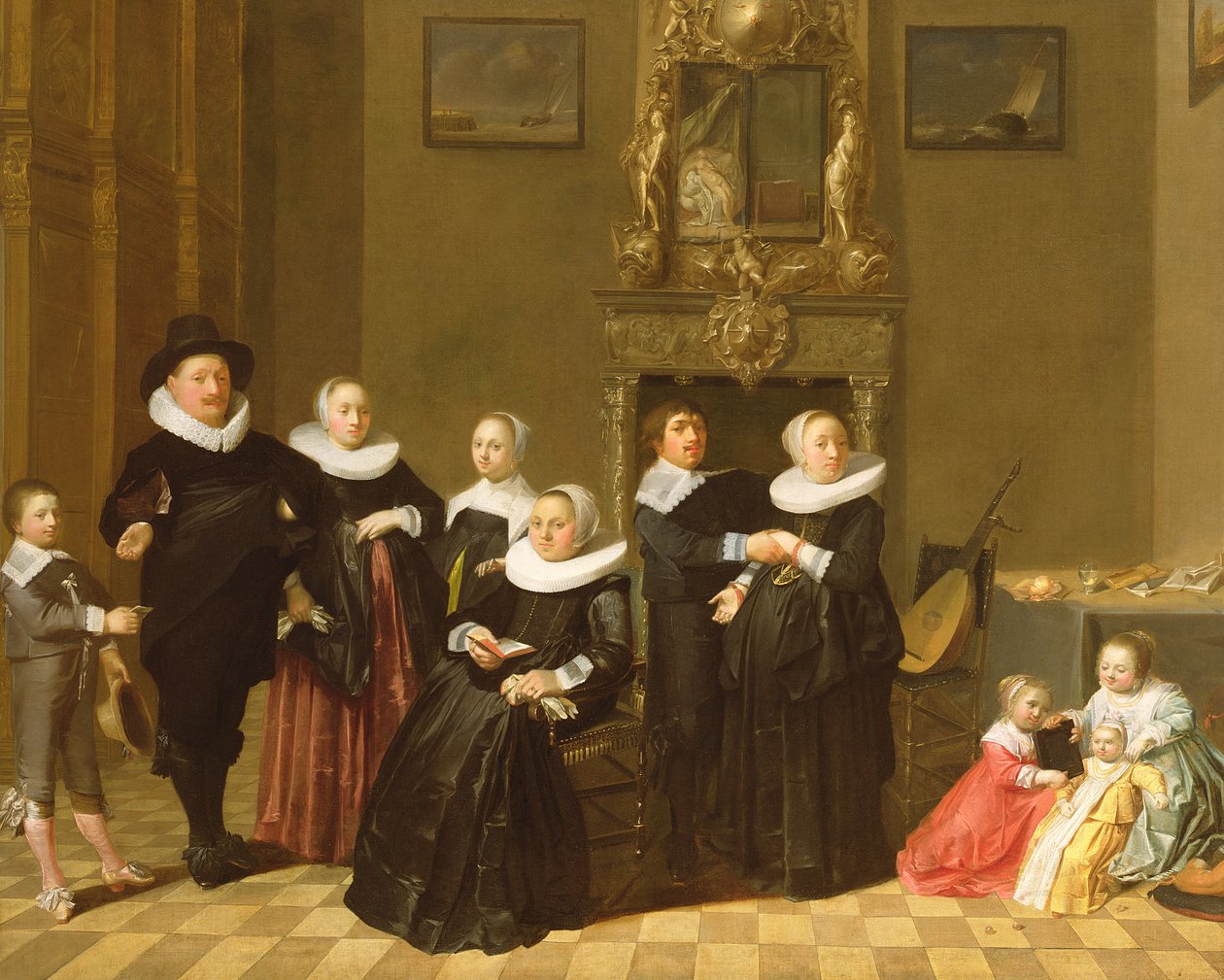 La familia de un Stadhouder en un interior elegante, 1635 de Netherlandish School