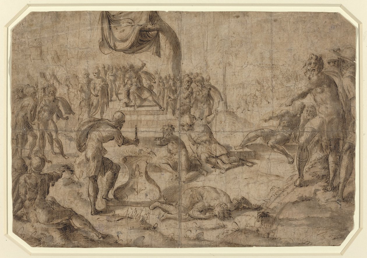 Escena de sacrificio (¿Cayo Mucio Escévola?) de Netherlandish 16th Century