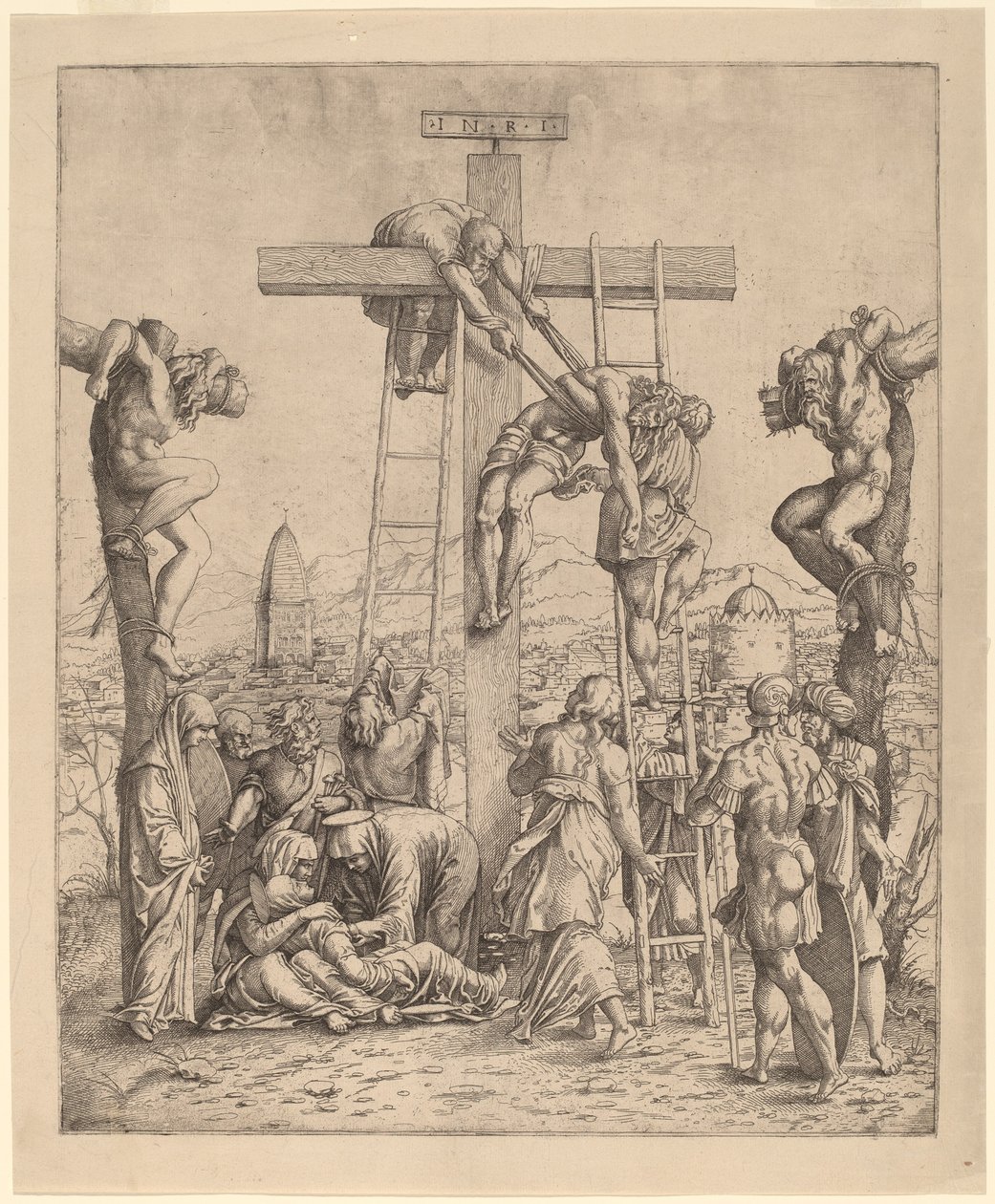 El descendimiento de la cruz de Netherlandish 16th Century after Andrea Mantegna