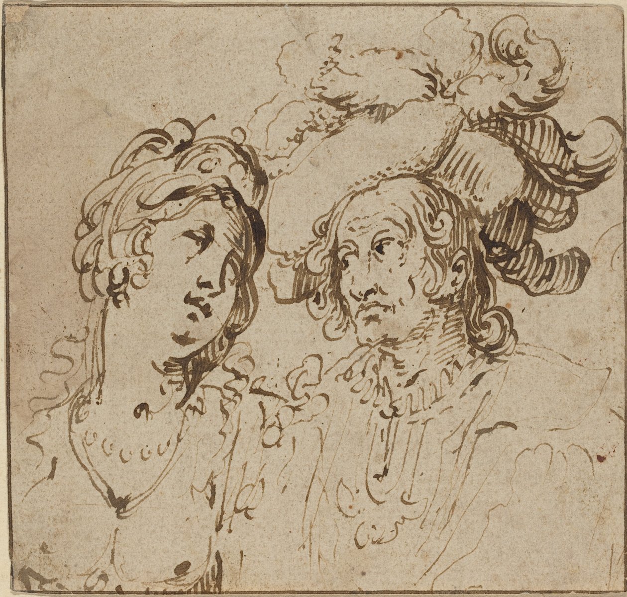 Caballero con una prostituta de Netherlandish 17th Century