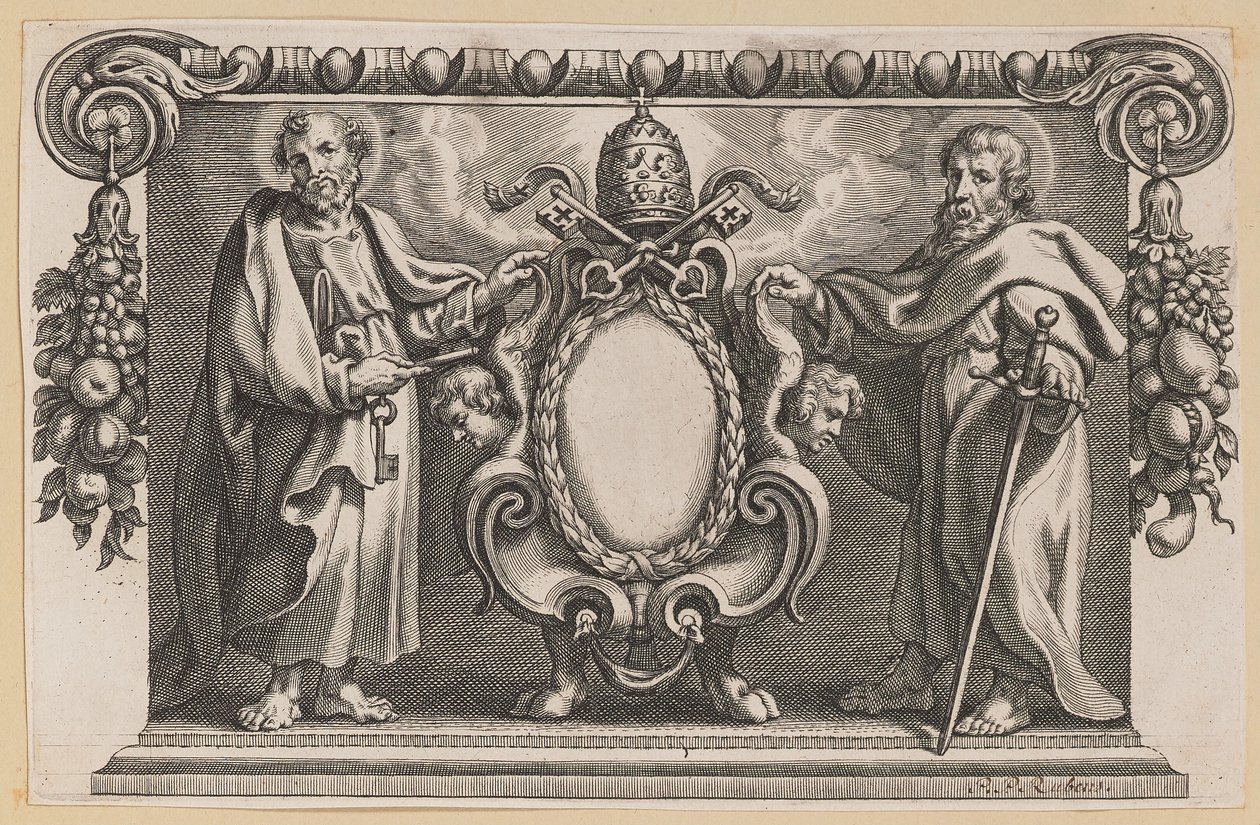 Viñeta para un libro dedicado al Papa Urbano VII de Netherlandish 17th Century after Sir Peter Paul Rubens