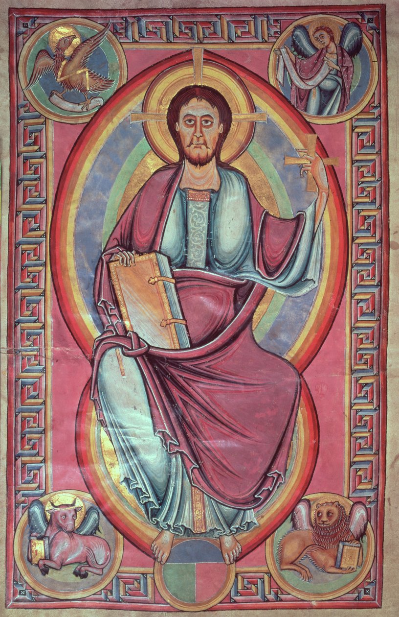 Añadir 28107 f.136 Cristo en Majestad, de la Biblia de Stavelot de Netherlandish School