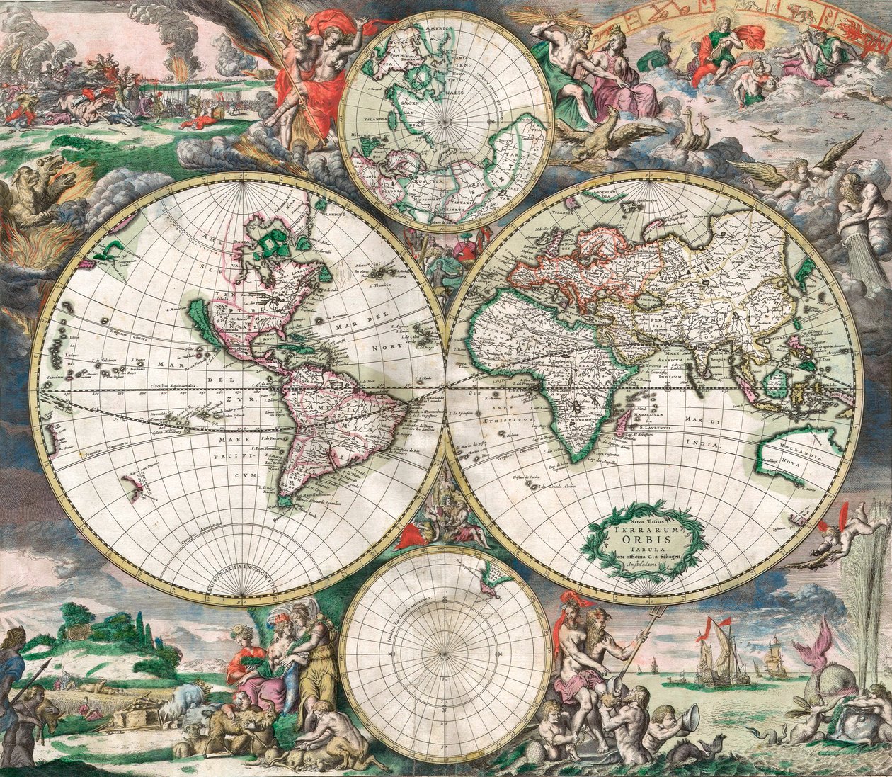 Mapa mundial holandés antiguo de Netherlandish School