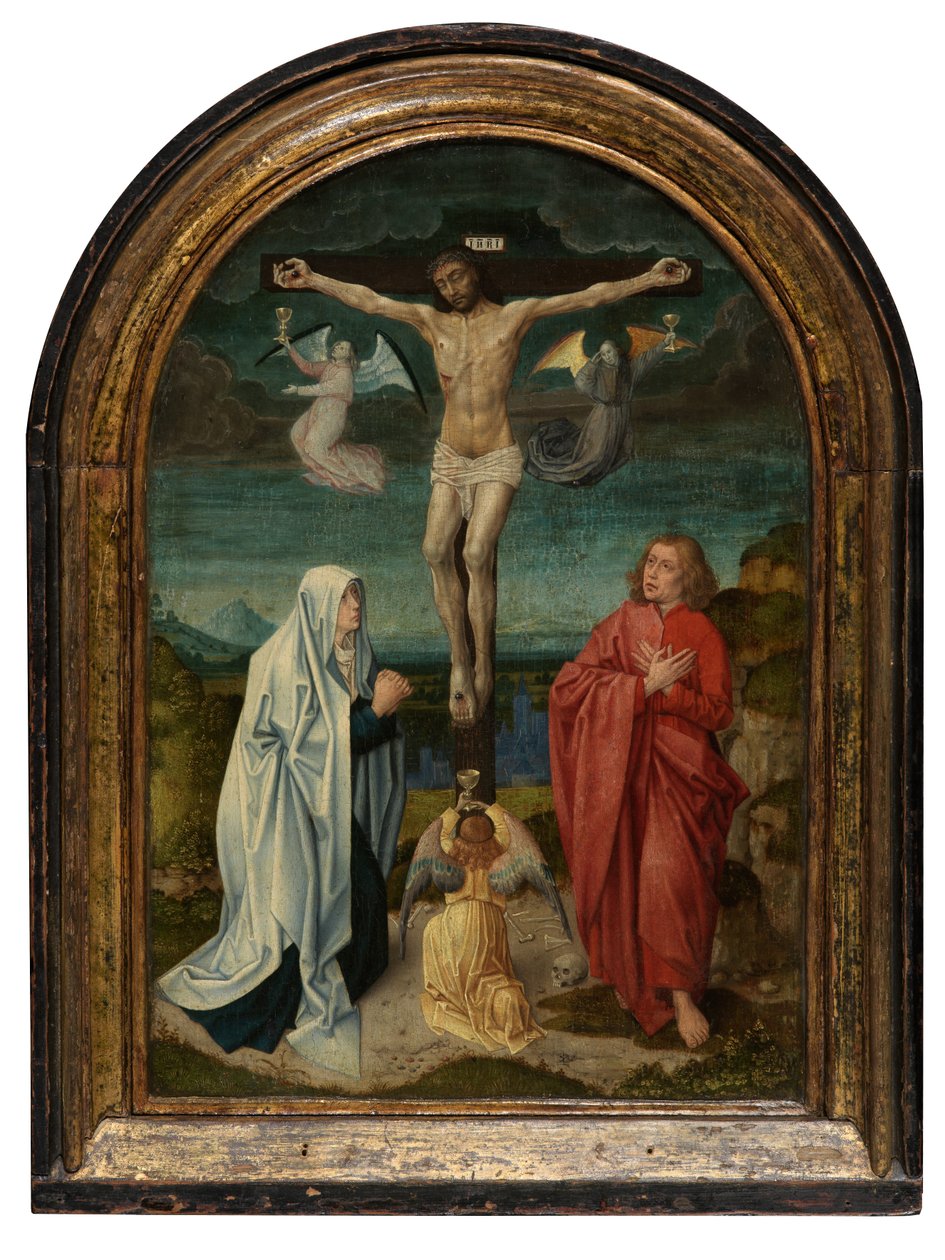 El Calvario: Cristo en la Cruz entre la Virgen y San Juan (óleo sobre tabla) de Netherlandish School