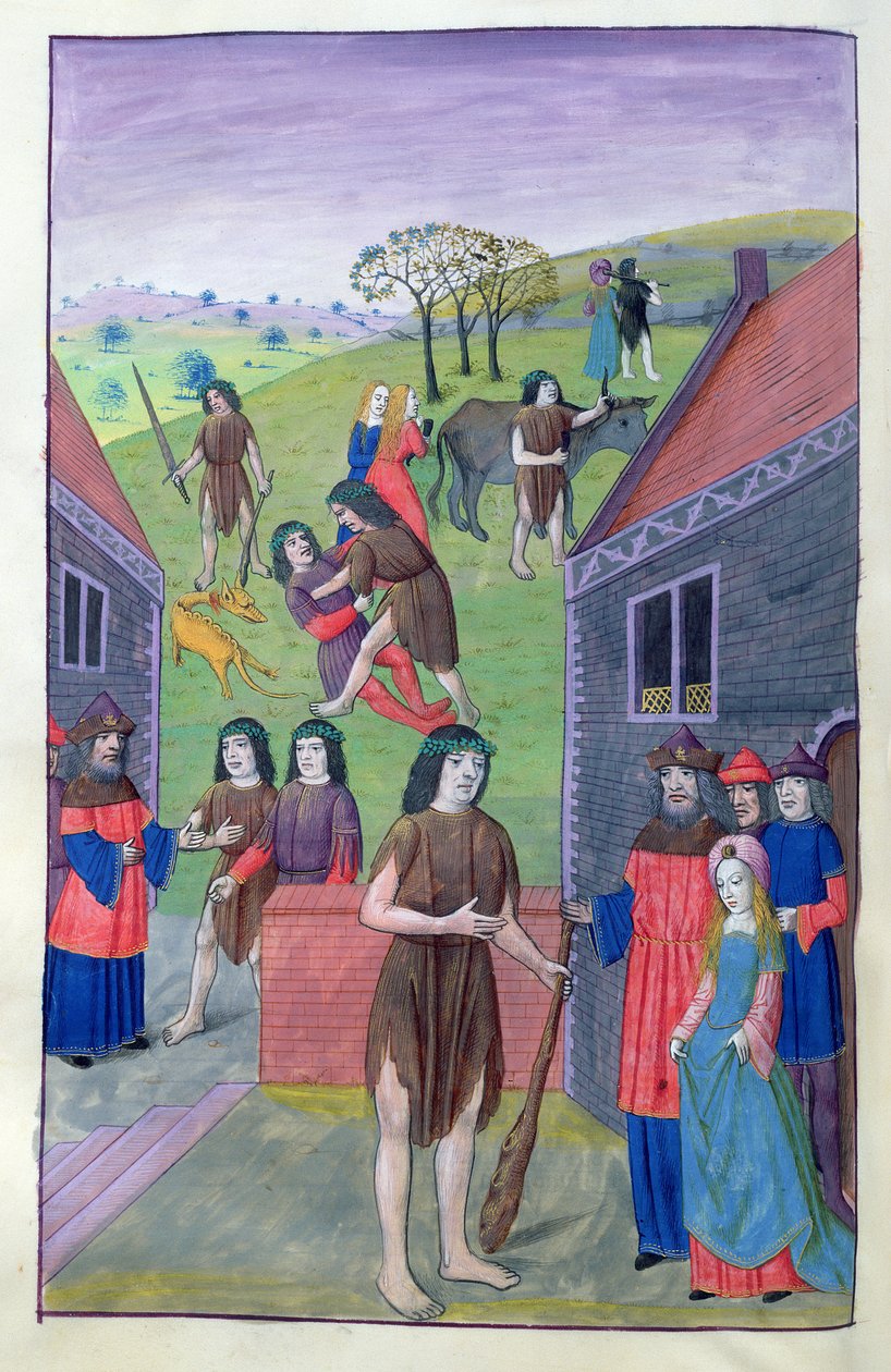 Hércules lucha contra Aqueloo y toma al toro por el cuerno, 1479 de Netherlandish School