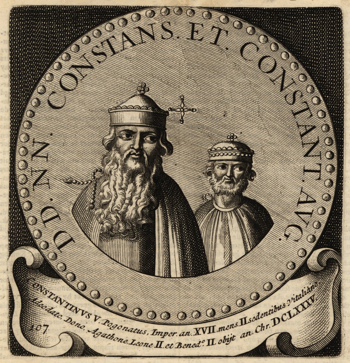 Retrato de los Emperadores Bizantinos Constante II y Constantino IV de Netherlandish School