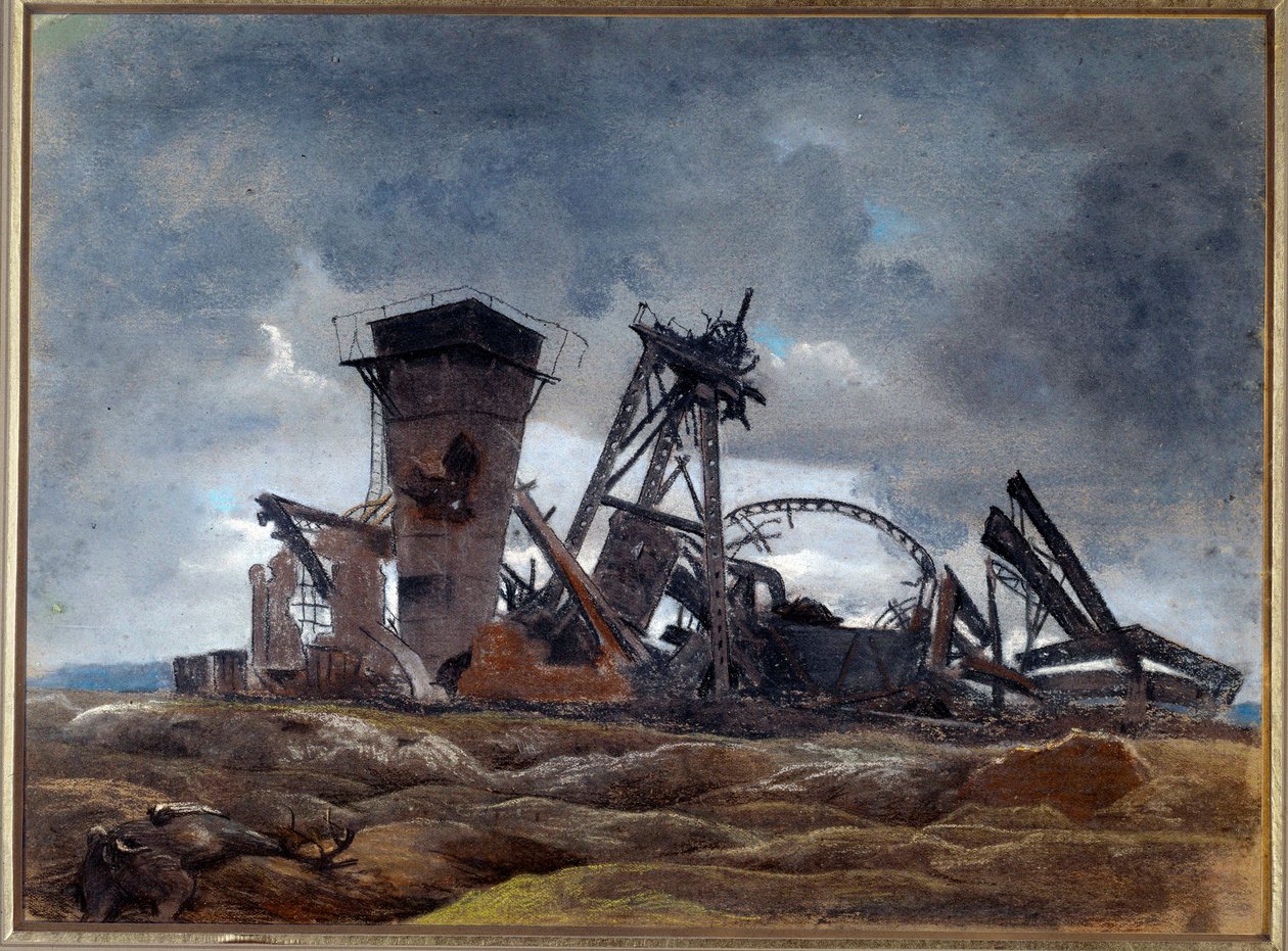 "El pozo de la mina" 1915 (acuarela) de Neville Stephen Lytton