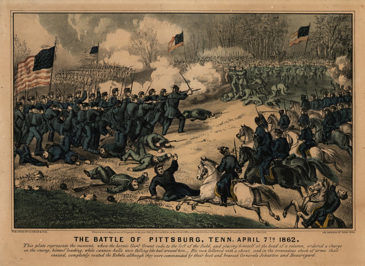 La Batalla de Pittsburg, Tenn., 7 de abril de 1862 de New York Currier and Ives