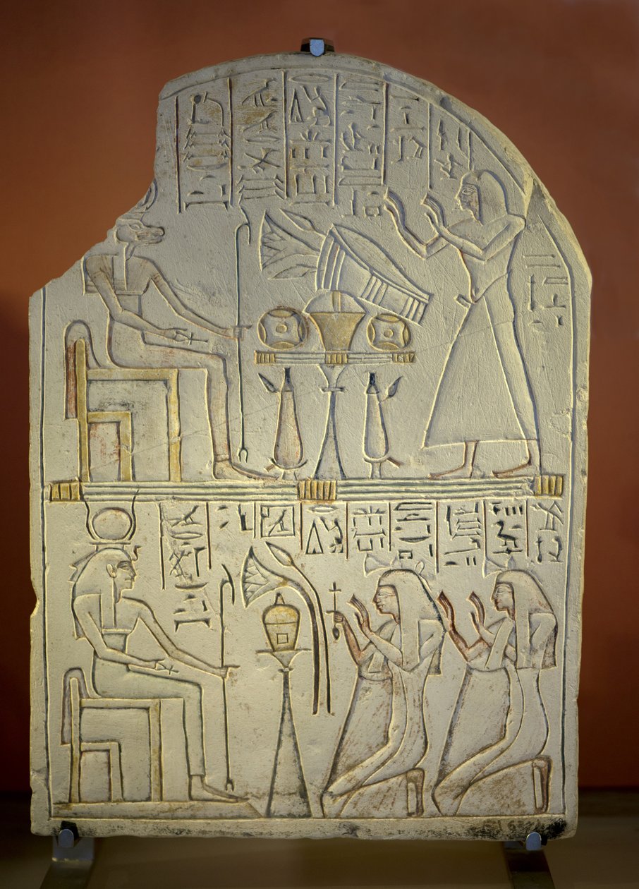 Estela de Penboui a Toueris e Isis Hathor (piedra caliza pintada, nuevo imperio) de New Kingdom Egyptian