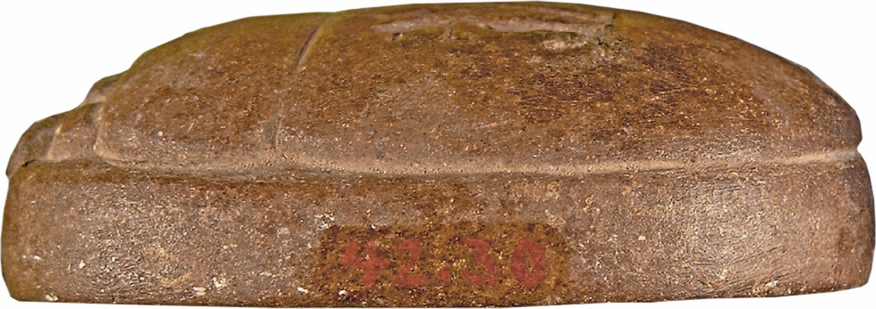 Escarabajo del Corazón de Hati-iay (cuarcita y trazas de pan de oro) de New Kingdom Egyptian