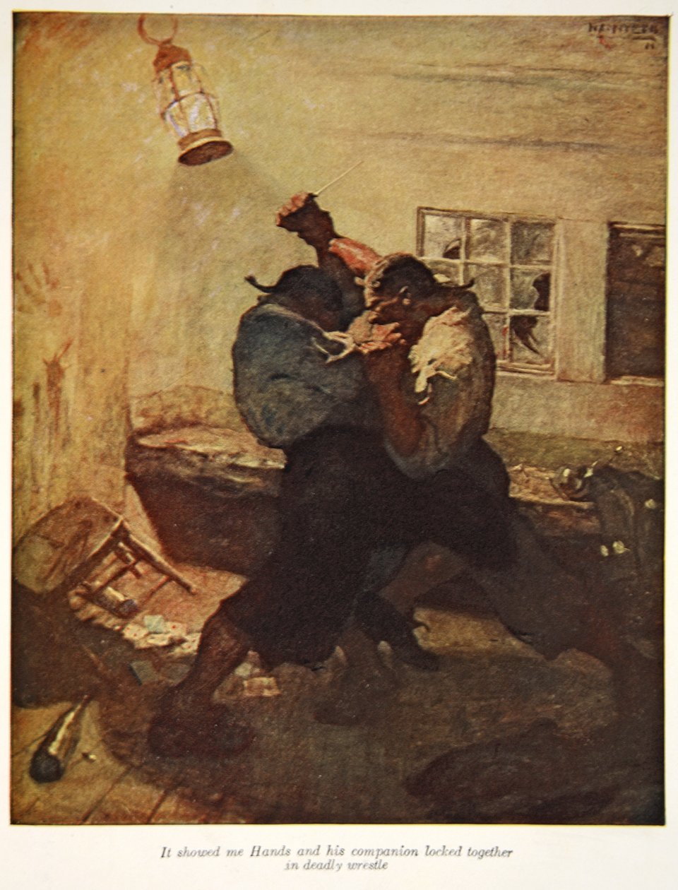 Me mostró a Hands y su compañero, luchando a muerte, una ilustración de 