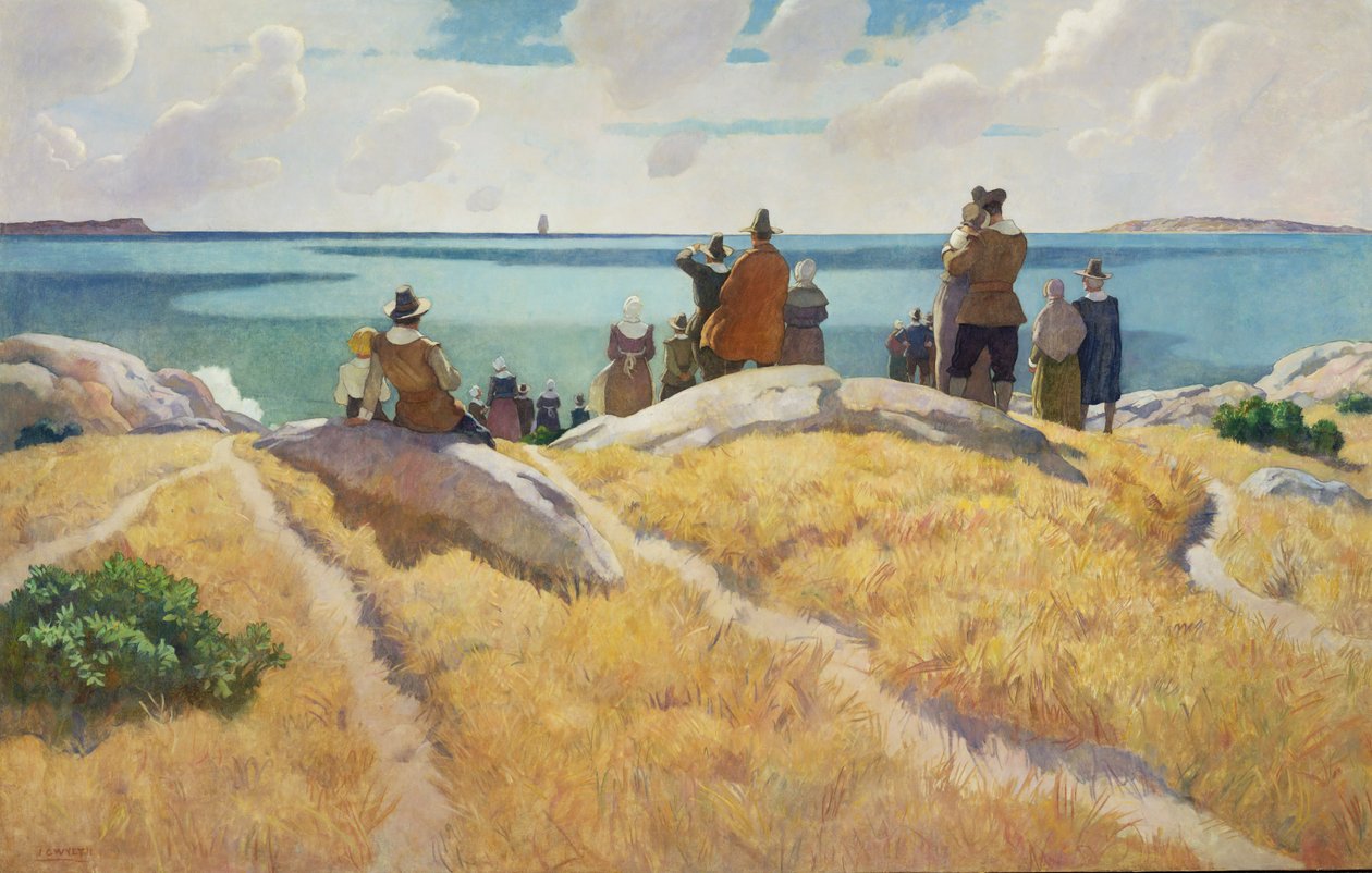 La Partida del Mayflower hacia Inglaterra en 1621, 1941 de Newell Convers Wyeth