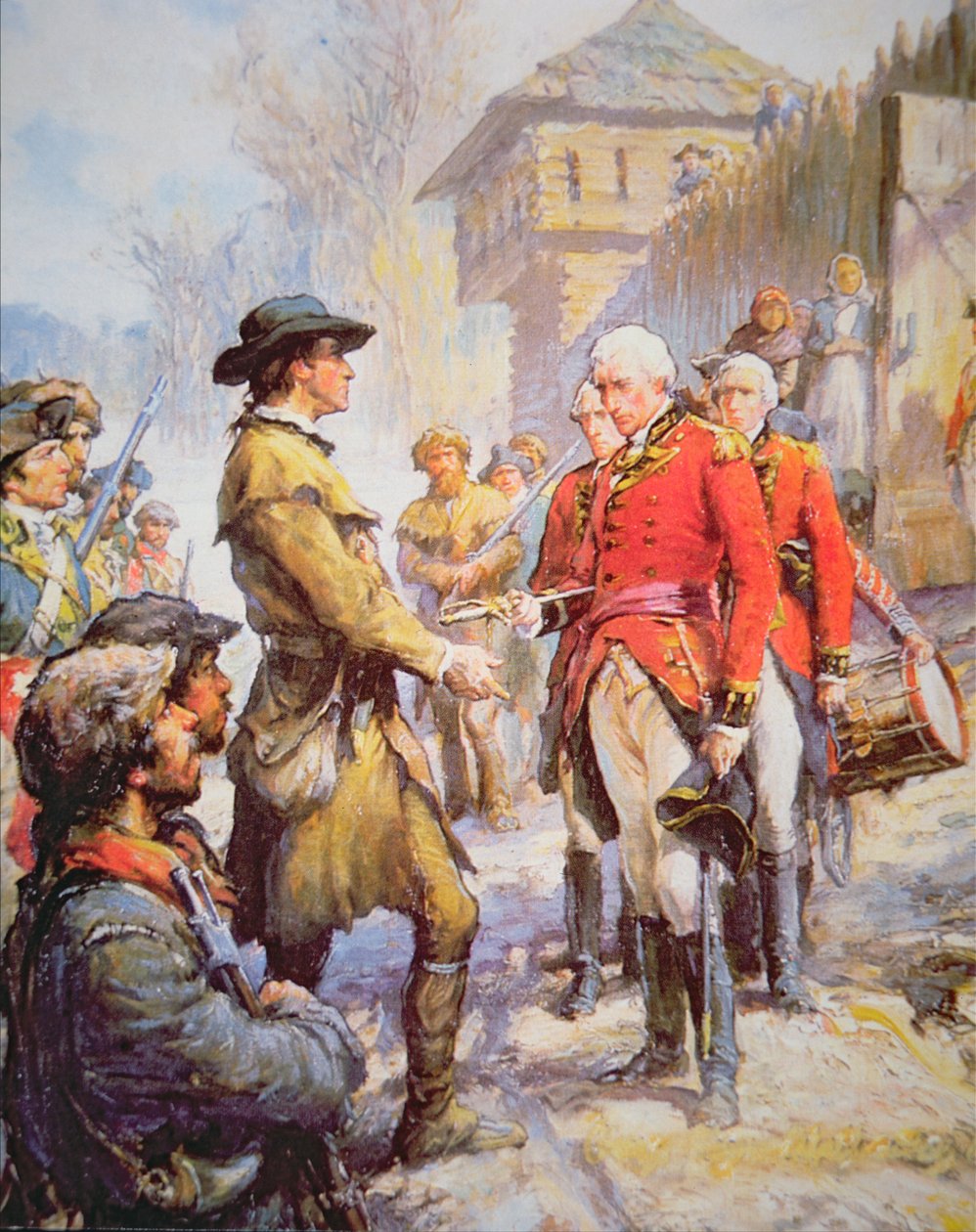 George Rogers Clark acepta la rendición del comandante británico Henry Hamilton en Fort Sackville, 25 de febrero de 1779 de Newell Convers (after) Wyeth