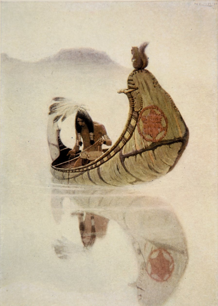 Frontispicio de La Canción de Hiawatha por Henry Wadsworth Longfellow (1807-82), pub. por George G. Harrap y Compañía Ltd., 1911 de Newell Convers Wyeth