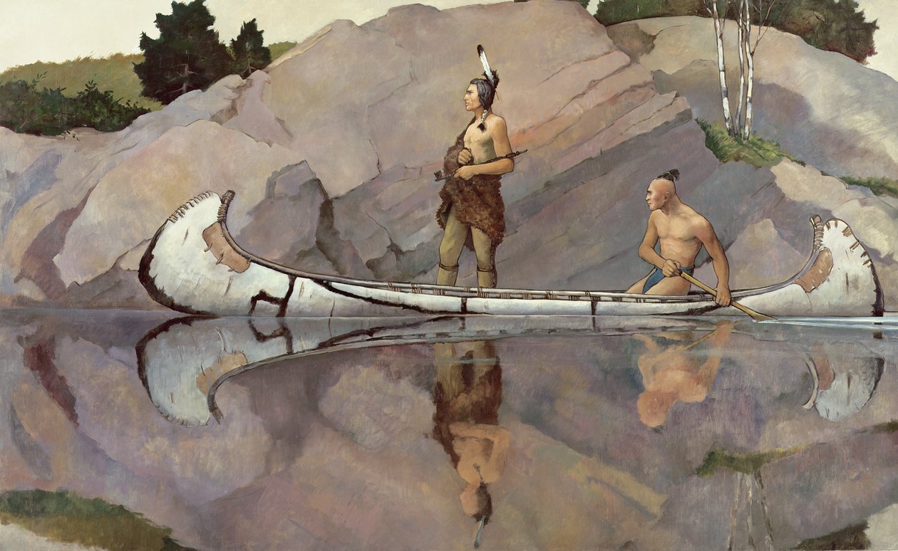 Indios en una canoa de Newell Convers Wyeth