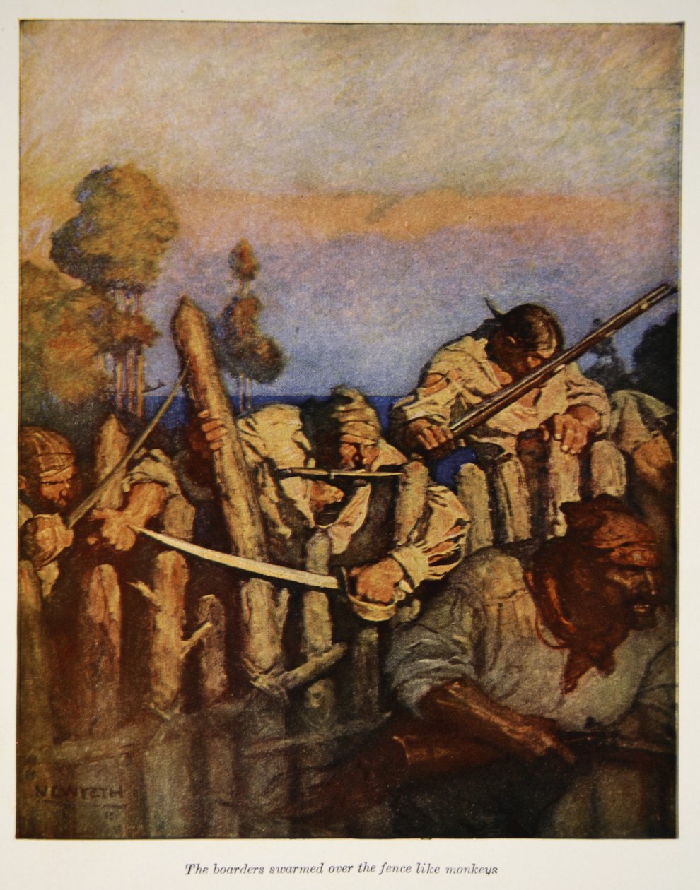Los internos se subieron a la cerca como monos, una ilustración de 