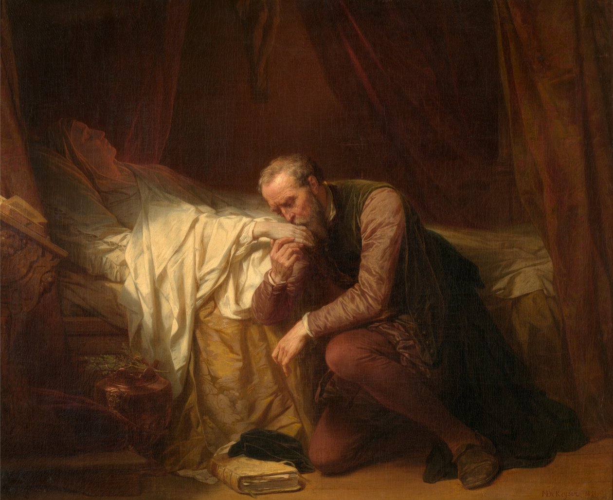 El artista Miguel Ángel en el lecho de muerte de Vittoria Colonna de Nicaise de Keyser