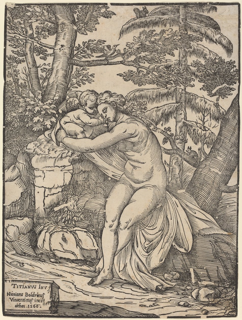 Venus y Cupido de Niccolò Boldrini after Titian