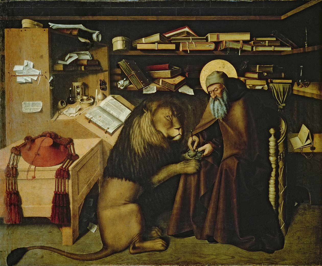 San Jerónimo quitando una espina de la pata del león, c.1445 de Niccolo Antonio Colantonio