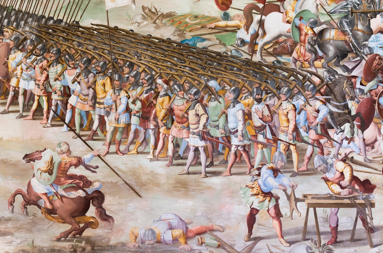 (detalle) de fresco en el Salón de las Batallas de la Batalla de La Higueruela de 1431 de Niccolo Granello