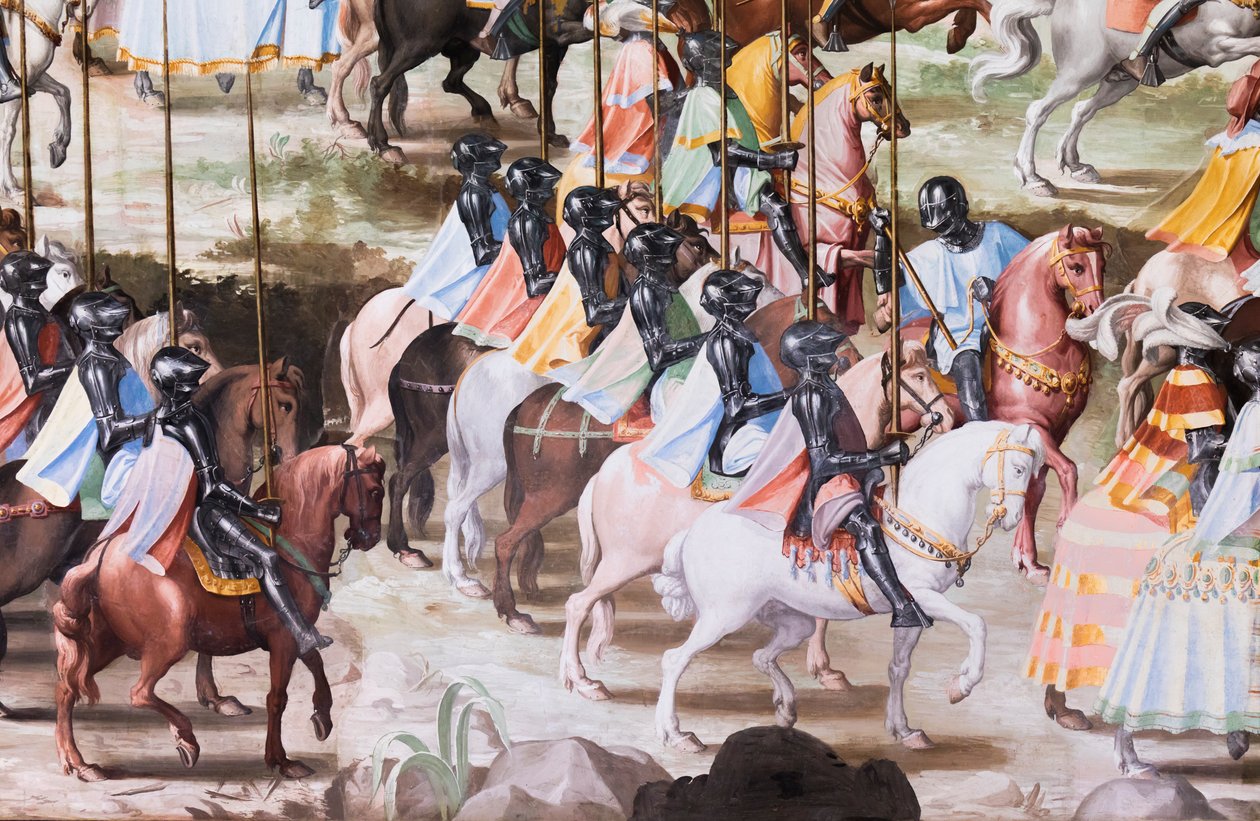 (detalle) de fresco en el Salón de las Batallas de la Batalla de La Higueruela de 1431 de Niccolo Granello