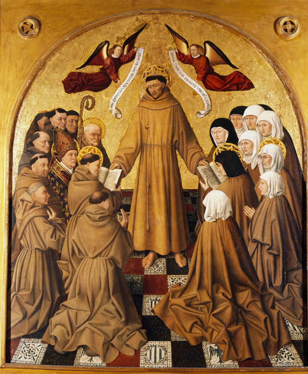 Panel del altar, San Francisco entrega la regla a sus seguidores de Niccolo Antonio Colantonio