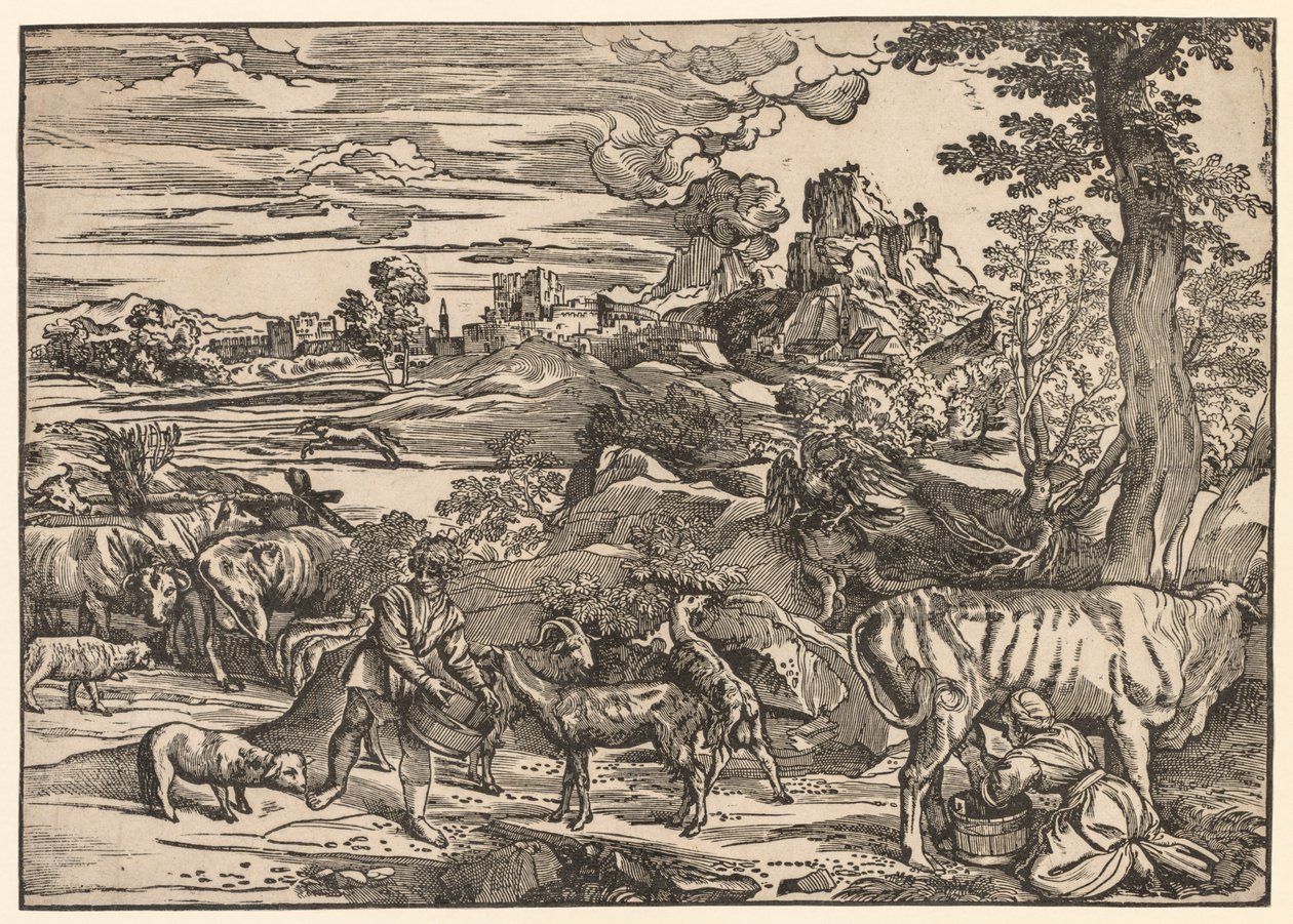 Landscape with a Milkmaid de Niccolo Boldrini