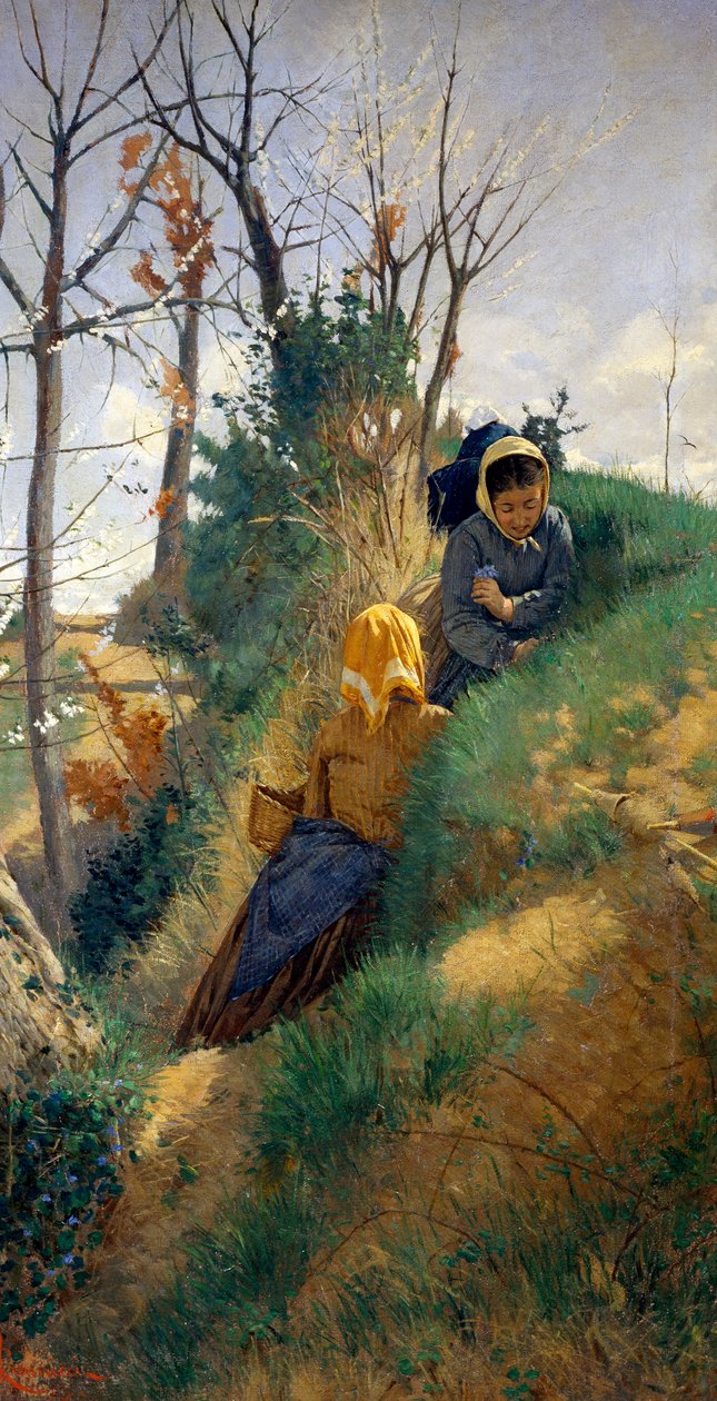 Escena pastoral, de Niccolo Cannicci (1846-1906), óleo sobre lienzo, 72x38 cm de Niccolo Cannicci