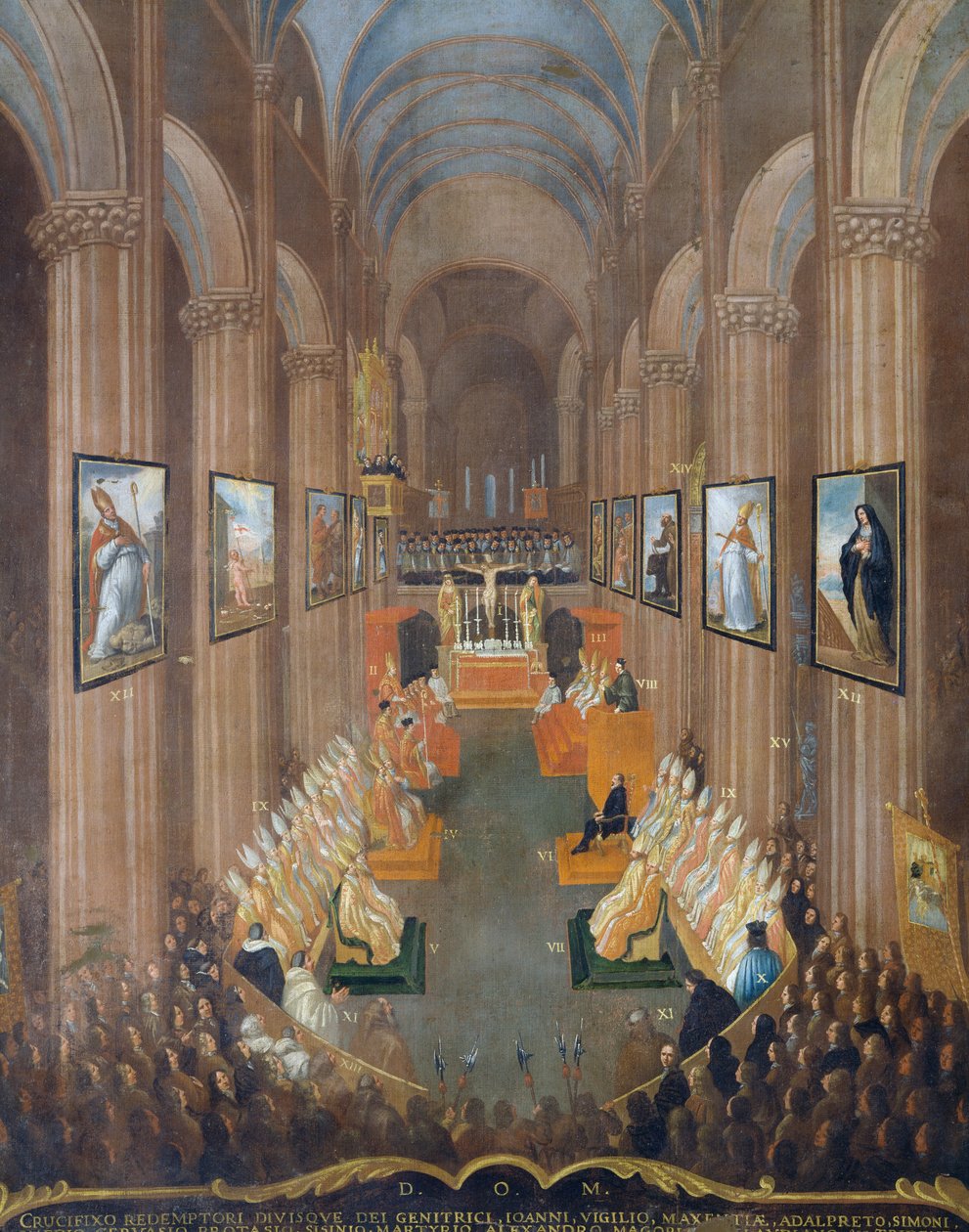 Sesión inaugural del Concilio de Trento en 1545, detalle de Niccolo Dorigati