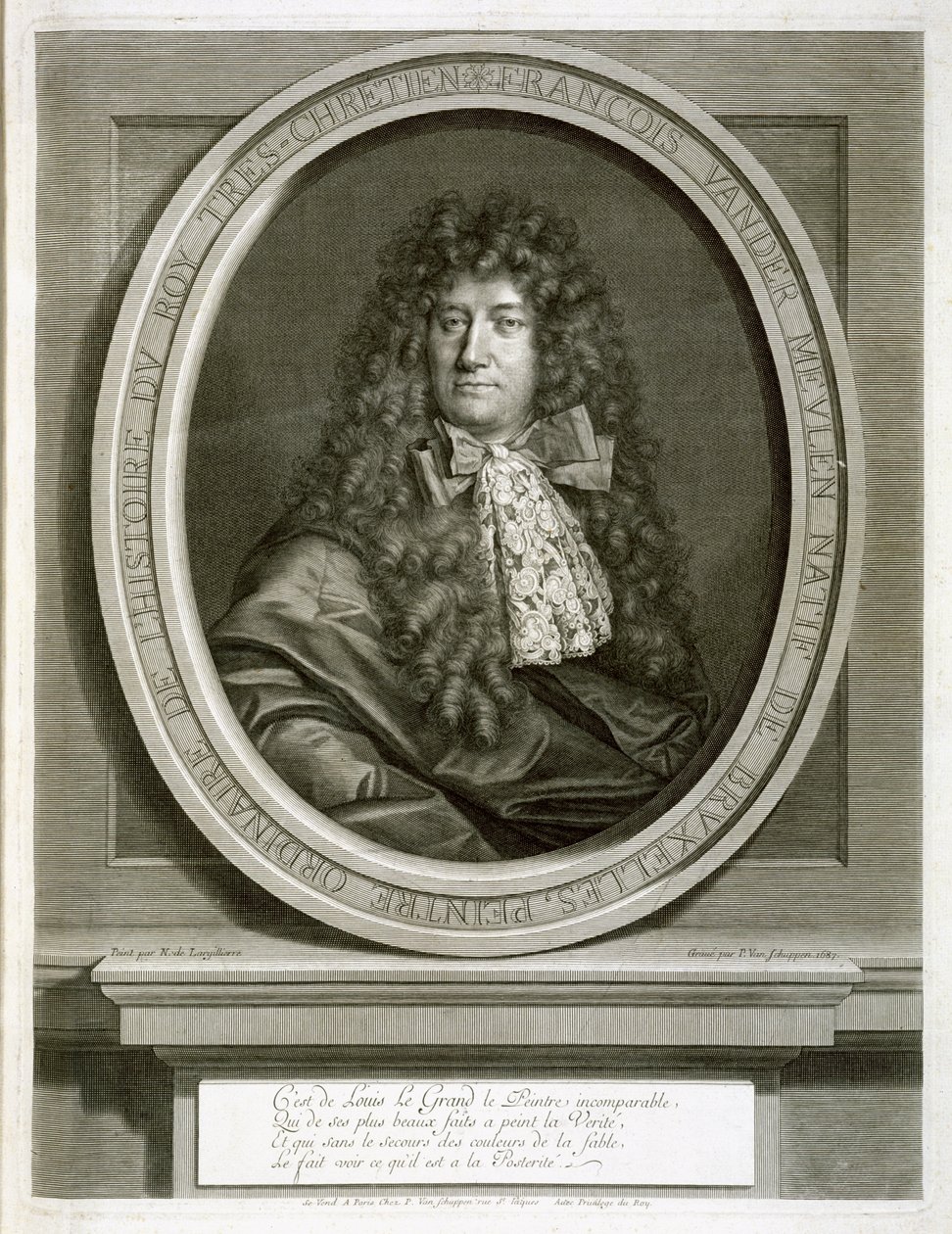 Adam Frans van der Meulen, grabado por Pierre Louis van Schuppen, 1687 de Nicolas de Largillière